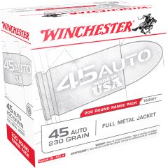 Winchester Ammunition .45 ACP Full Metal Jacket, 230 Grain (200 Rounds) - USA45W