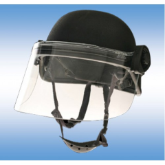 A complete field mounting system adding face protection to a miltary helmet.   This system utilizes a .150  Polycarbonate window cut off 2  shorter to accomadate the use of gas masks under the faceshield. Liquid seal and mountng straps.