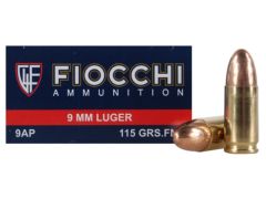 Fiocchi Ammunition 9mm Full Metal Jacket, 115 Grain (50 Rounds) - 9AP