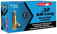 Aguila .32 S&W Long Lead Round Nose (LRN), 98 Grain (50 Rounds) - 1E322340