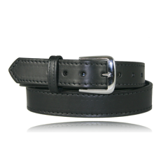 Boston Leather Dress Belt W/ Stitched Edge in Black Plain - 40