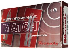 Hornady Superformance Match .223 Remington/5.56 NATO Boat Tail Hollow Point Match, 75 Grain (20 Rounds) - 80264