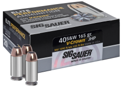 Sig Sauer V-Crown .40 S&W Jacketed Hollow Point, 180 Grain (20 Rounds) - E40SW2-20
