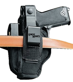 Uncle Mike's Sidekick Ambidextrous-Hand Belt Holster for Medium/Intermediate Double Action Revolvers in Black (4") - 70020