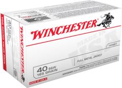 Winchester .40 S&W Full Metal Jacket, 165 Grain (100 Rounds) - USA40SWVP