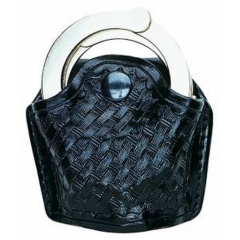 Aker Leather Slim Open Hinged Handcuff Case in Basket Weave - A606-BW