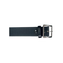 Boston Leather Stitched Edge Garrison Belt in Black Plain - 38