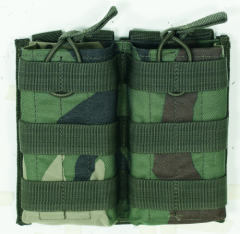 M4/M16 Open Top Mag Pouch w/ Bungee System Color: Woodland Camo Magazine Capacity: Double