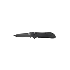 Benchmade Stryker Automatic Folding Knife, 3.6" Tanto Coated Black Serrated Blade (6061-T6 Aluminum Handle) - 9101SBK