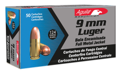 Aguila 9mm Full Metal Jacket, 124 Grain (50 Rounds) - 1E092110