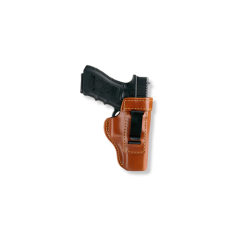 Inside Trouser Holster Compact leather holster provides inside-waistband concealment. Clips to pants or skirt, or to belt up to 1-3/4 in. Open top. Chestnut Brown  Fits H&K USP 9 Compact, USP 40 Compact, USP 45 Compact, USP 357 Compact, H&K P2000, H&K P20