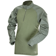 Tru Spec Combat Shirt Men's 1/4 Zip Long Sleeve in OD Green - Medium