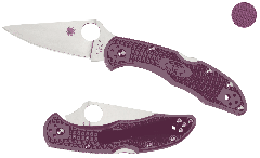 Spyderco Delica Manual Folding Knife, 2.88" Flat Ground Vg-10 Plain Blade (Fiberglass Reinforced Nylon Handle) - CLLFPPR