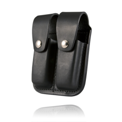 Boston Leather Double Magazine Pouch Magazine Pouch in Black Plain - 56011