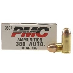 PMC Ammunition Bronze .380 ACP Full Metal Jacket, 90 Grain (50 Rounds) - 380A