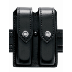 Boston Leather Stitched Edge Garrison Belt in Black Plain