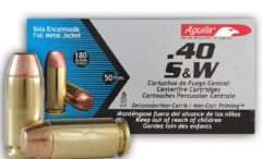 Aguila .40 S&W Full Metal Jacket, 180 Grain (50 Rounds) - 1E402110