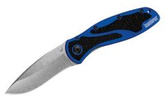 Kershaw Knives Blur Assisted Folding Knife, 3.4" Drop-point Sandvik 14C28N Stonewashed Plain Blade (6061-T6 Anodized Aluminum Handle) - 1670NBSW