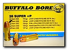 Buffalo Bore Ammunition .38 Super Jacketed Hollow Point, 124 Grain (20 Rounds) - 33B/20