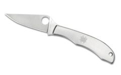 Spyderco Honeybee Folding Knife, Plain Edge, Stainless Steel, Silver Finish C137p