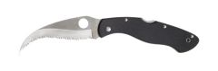 Spyderco Civilian Manual Folding Knife, 4.125" Hawkbill Vg10/Satin Spyderedge Blade (Black G10 Handle) - C12GS