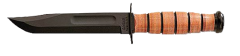 Ka-Bar Knives USMC Fixed Knife, 5.25" Clip-point 1093 Cro-Van Plain Blade (Leather Handle) - 1250
