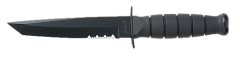 Ka-Bar Knives Short Fixed Knife, 5.25" Tanto 1093 Cro-Van Serrated Blade (Synthetic Rubber Black Handle) - 1255