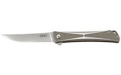 Columbia River Crossbones Manual Folding Knife, 3.5" Straightback Aus-8 Plain Blade (Aluminum Gray Handle) - 7530