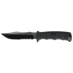 SOG Seal Pup Elite Fixed Knife, 4.85" Clip-point Partially Serrated Blade - E37T-K