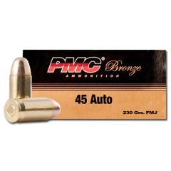 PMC Ammunition Bronze .45 ACP Full Metal Jacket, 230 Grain (50 Rounds) - 45A