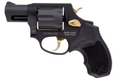 Taurus 856 Ultra-Lite .38 Special 6-round 2" Revolver in Matte Black Aluminum with Gold Trigger & Hammer - 2856021ULGLD