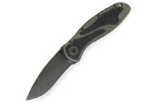 Kershaw Knives Blur Assisted Folding Knife, 3.4" Modified Drop-point Plain Blade (D Green Aluminum 6061-T6 Handle) - 1670OLBLK