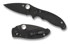 Spyderco Manix 2 Manual Folding Knife, 3.37" Leaf-Shaped Plain Blade (CPM-S30V Handle) - C101GPBBK2