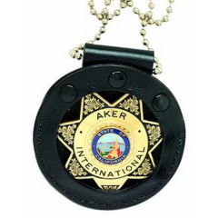Aker Leather Neck Start Badge Holder in Black - A599-BP