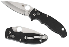 Spyderco C101 Manual Folding Knife, 3.4" Leaf-Shaped Cpm-S30V Plain Blade (G10 Black Handle) - C101GP2