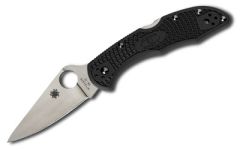 Spyderco Delica4 Manual Folding Knife, 2.875" Clip-point Vg10/Satin Plain Blade (Kraton Handle) - C11FPBK