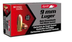 Aguila 9mm Full Metal Jacket, 115 Grain (50 Rounds) - 1E097704