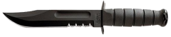 Ka-Bar Knives Fighting/Utility Fixed Knife, 7" Clip-point 1093 Cro-Van Black Serrated Blade (Synthetic Rubber Black Handle) - 1214