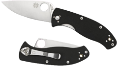 Spyderco Tenacious Manual Folding Knife, 3.38" Drop-point 8C13Mov Satin Plain Blade (G10 Black Handle) - C122GP