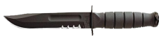 Ka-Bar Knives Short Fixed Knife, 5.25" Clip-point 1093 Cro-Van Partially Serrated Blade (Synthetic Rubber Black Handle) - 1257
