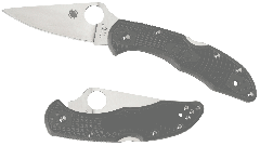 Spyderco Delica Manual Folding Knife, 2.88" Flat Ground Vg-10 Plain Blade (Fiberglass Reinforced Nylon Handle) - C11FPGR