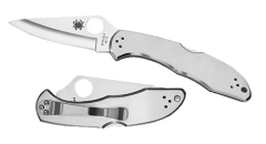 Spyderco Delica Manual Folding Knife, 2.88" Clip-point Vg-10 Plain Blade (Stainless Steel Handle) - C11P