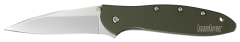 Kershaw Knives Leek Assisted Folding Knife, 3" Modified Drop-point Sandvik 14C28N Steel Plain Blade (6061-T6 Anodized Aluminum OD Handle) - 1660OL