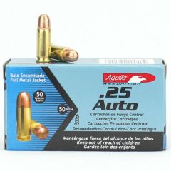 Aguila .25 ACP Full Metal Jacket, 50 Grain (50 Rounds) - 1E252110