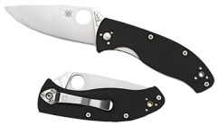 Spyderco Tenacious Manual Folding Knife, 3.38" Drop-point 8C13Mov Satin Serrated Blade (G10 Black Handle) - C122GBBKPS