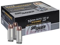 Sig Sauer V-Crown 10mm Jacketed Hollow Point, 180 Grain (20 Rounds) - E10MM1-20